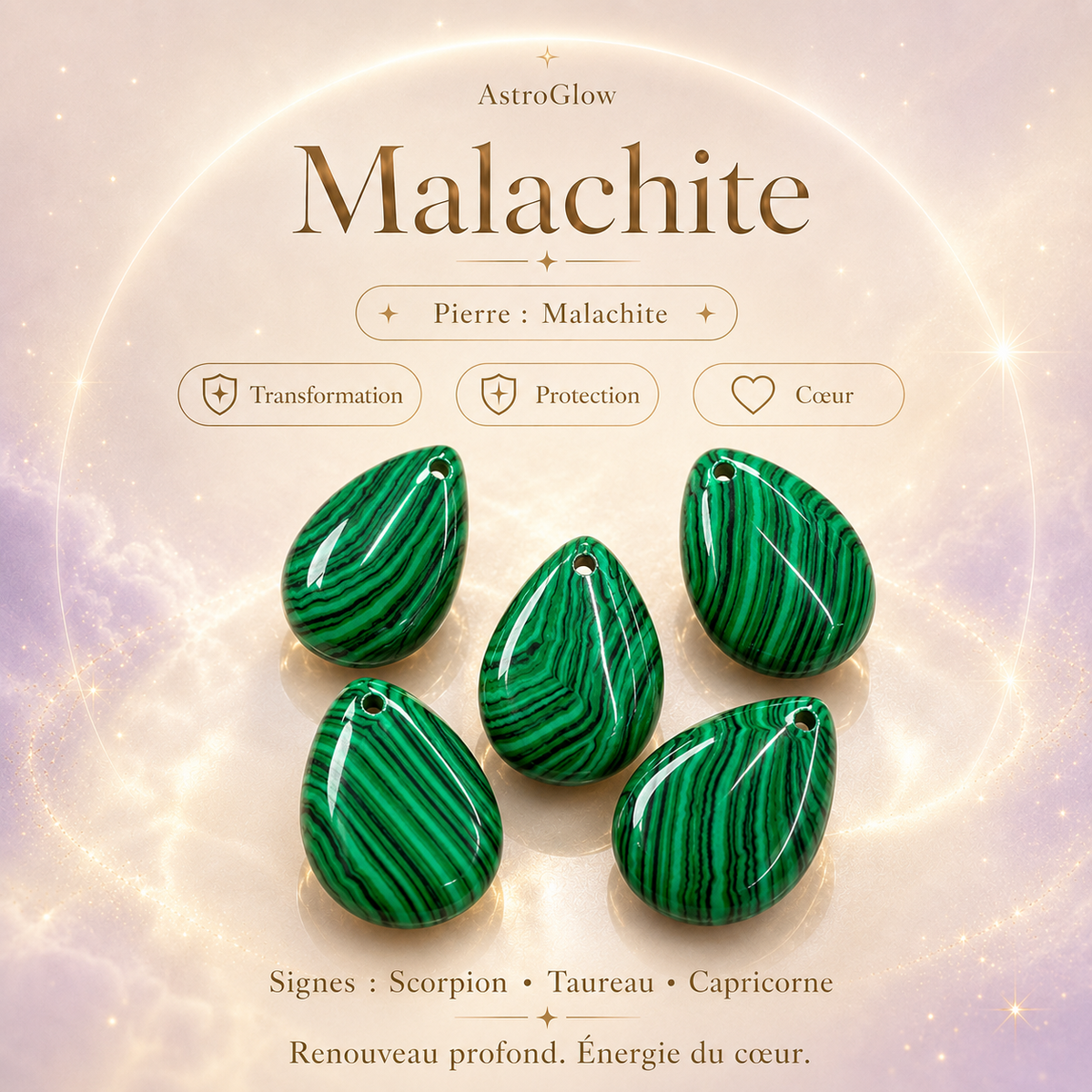 Pierre Malachite — Transformation, Protection & Énergie du Cœur