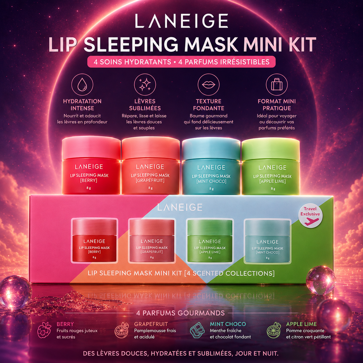 Laneige Lip Sleeping Mask Mini Kit 4 parfums - AstroGlow
