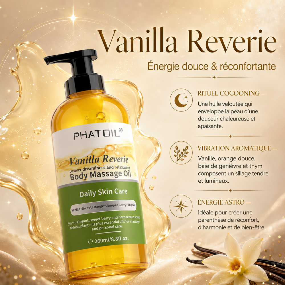 Vanilla Reverie – Huile de Massage Corps — Douceur Veloutée & Réconfort