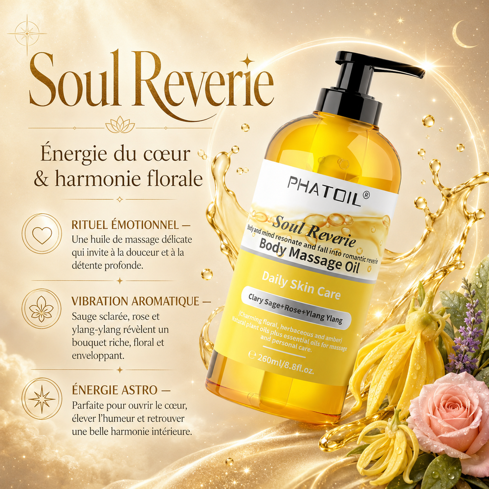 Soul Reverie – Huile de Massage Corps — Harmonie du Coeur & Détente Florale