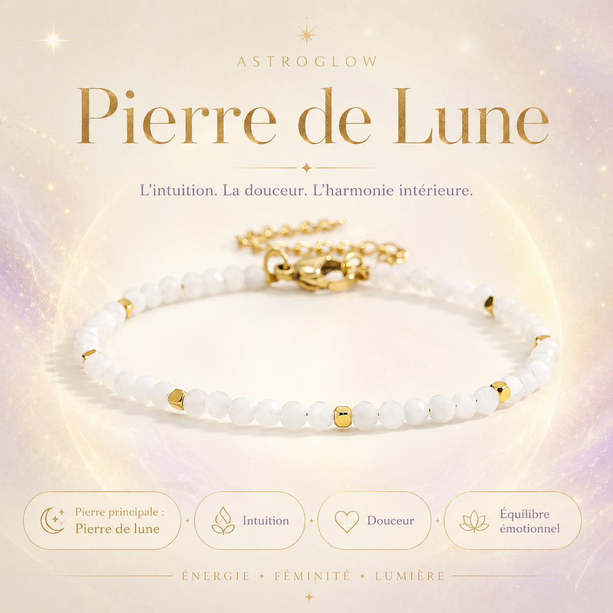 Bracelet Pierre de Lune — Intuition, Douceur & Harmonie Intérieure