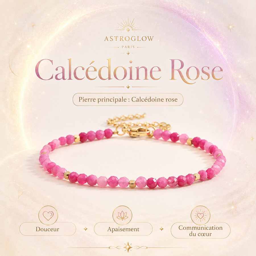 Bracelet Calcédoine Rose — Douceur & Communication du Cœur