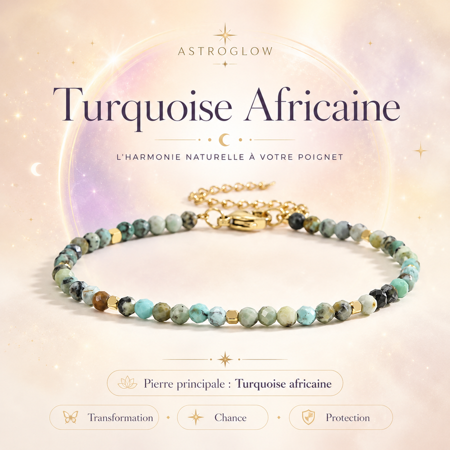 Bracelet Turquoise Africaine ✨ Pierre Naturelle AstroGlow