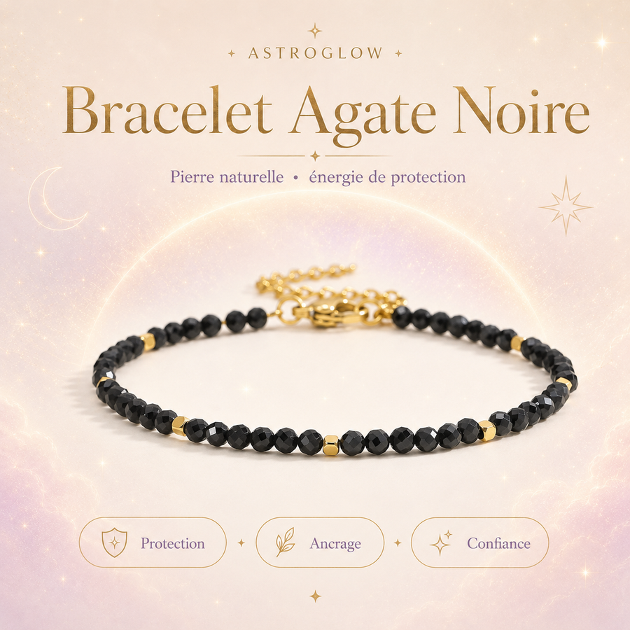 Bracelet Agate Noire — Protection, Ancrage & Confiance