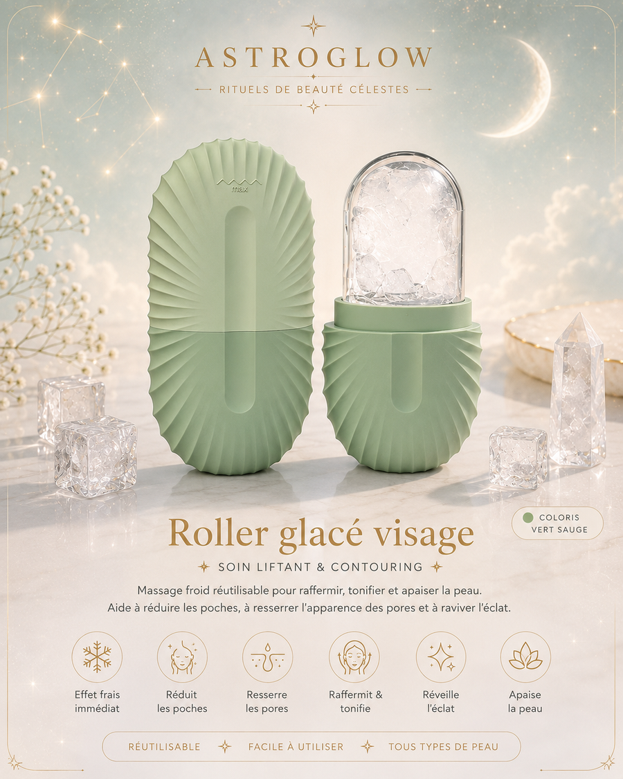 Roller Glacé Visage — Vert Sauge · Soin Liftant & Contouring