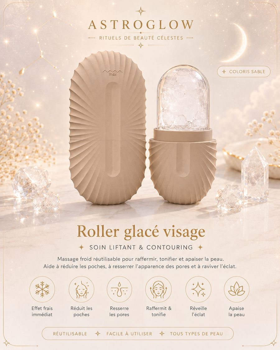 Roller Glacé Visage — Sable · Soin Liftant & Contouring